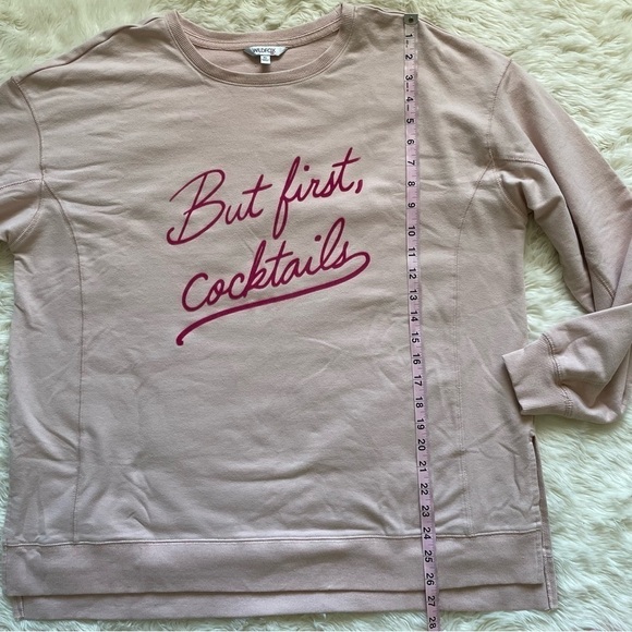 Wildfox Sweater “But First, Cocktails” Pullover Sweatshirt Cozy Pink XL - Picture 9 of 12